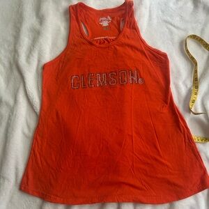 Clemson Sparkly Racerback “For the Glory” Orange Tank Top - Size Small